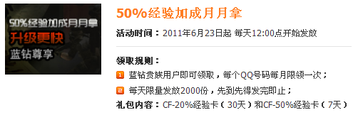 QQ蓝钻游戏特权 免费领取CF穿越火线暑期礼包