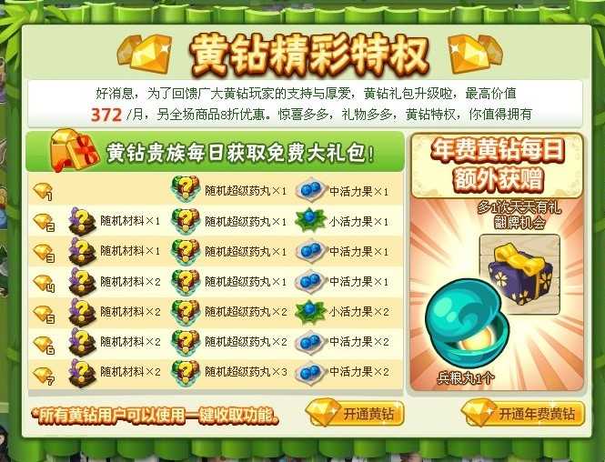 忍者村兵粮丸半价活动 黄钻礼包奖励更丰厚