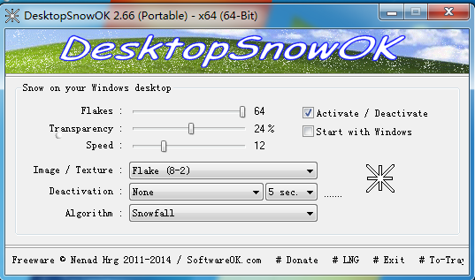桌面魔法特效(DesktopSnowOK)2.66 绿色版