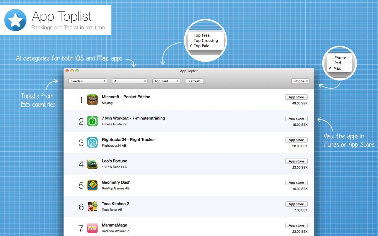 ƻ��Ӧ�����а񵥹���App Toplist Mac��1.0 ��ʽ��